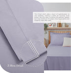 Linen Home 100% Cotton Percale Sheets King Size, Prelude Purple, Deep Pocket, 4 Pieces Set - 1 Flat, 1 Deep Pocket Fitted Sheet and 2 Pillowcases, Crisp Cool and Strong Bed Linen