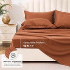Love's cabin King Size Comforter Set Burnt Orange, 7 Pieces King Bed in a Bag, All Season Bedding Sets with 1 Comforter, 1 Flat Sheet, 1 Fitted Sheet, 2 Pillowcase and 2 Pillow Sham