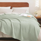 PHF 100% Cotton Waffle Weave Blanket King Size for Bed,Snag Proof Lightweight Breathable Throw for Couch,Great for Layering in Cold Weather,Machine Washable,Home Decor Gift-Sage Green