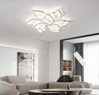 Garwarm Modern Ceiling Light, 30.3in Dimmable LED Flush Mount Ceiling Lamp, 75W Acrylic Petals Ceiling Chandelier Lighting Fixture with Remote Control for Living Room Bedroom Dining Room (White)