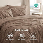 Bedsure California King Comforter Set Brown - Bed in a Bag Cal King Bedding Set 7 Pieces, GentleSoft™ Pintuck Bed Set Gift for Family, Pinch Pleat Brown Comforter with Sheets, Pillowcases & Shams