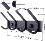 WEBI Coat Rack Wall Mounted,4 Coat Hooks for Hanging Coats,Hook Rack Rail Coat Hanger Wall Coat Rack with Hooks for Clothes,Black,2 Packs