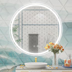 30 Inch LED Round Mirror for Bathroom, Front & Backlit Vanity Round Bathroom Mirror with Lights, Wall Mounted, Dimmable 6000K Daylight, Anti-Fog, CRI 90+