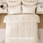 Love's cabin California King Comforter Set Beige, 7 Pieces California King Bed in a Bag, All Season Bedding Sets with 1 Comforter, 1 Flat Sheet, 1 Fitted Sheet, 2 Pillowcase and 2 Pillow Sham