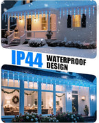 Minetom Icicle Lights Outdoor with Clips, 2 Pack Total 40ft 200 LED 40 Tubes Twinkling Connectable Hanging Ice Shape Christmas String Lights Plug in for Eave Holiday Outdoor, Blue and White