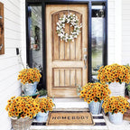 Uieke 6 Bundles Sunflowers Artificial Flowers Daisy Mums Fake Flowers Outdoor UV Resistant No Fade Fall Flowers 24 Stems Greenery Shrubs Indoor Outside Home Wedding Office DIY Garden Décor (Yellow)
