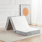 Folding Mattress, 6 Inch Memory Foam Tri-fold Mattress with Breathable & Washable Bamboo Fiber Fabric Cover, Foldable Floor Guest Bed for Camping, Road Trip, Single