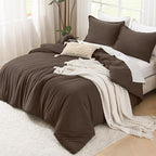 Litanika Comforters Chocolate Oversized King Size, 3 Pieces Lightweight Solid Bedding Set & Collections, All Season Fluffy Bed Set (120x98In Comforter & 2 Pillowcases)