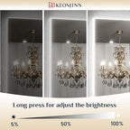 Keonjinn 24 x 32 Inch LED Bathroom Mirror with Backlit, Anti-Fog, CRI90+ HD Stepless Dimmable Mirror, High Lumen, Horizontal/Vertical Wall Mount, UL Listed Lighted Mirror, Waterproof