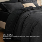 Bedsure King Size Comforter Set Black - Bed in a Bag King Bedding 7 Pieces, Cationic Dyed Bed Set Gift for Family, Black Soft Bedding for All Seasons Comforter with Sheets, Pillowcases & Shams