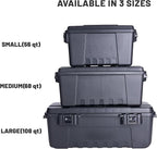 Plano Sportsman Trunk with Wheels, Black, 108-Quart, Lockable Storage Box, Rolling Sportsman Trunk, Hunting Gear and Ammunition Bin, Heavy-Duty Containers for Camping, Large