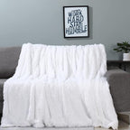 Tuddrom Decorative Extra Soft Faux Fur Blanket Twin Size 70" x 78",Solid Reversible Fuzzy Long Hair Shaggy Blanket,Fluffy Plush Fleece Comfy Microfiber Throw Blanket for Couch Sofa Bed,Pure White