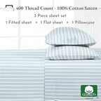 California Design Den Printed Twin XL Sheet Sets - 400 Thread Count Sateen, Natural 100% Cotton Sheets, Deep Pockets, Cooling and Durable Bedding Set - Cape Stripe