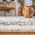 SAFAVIEH Arizona Shag Collection Accent Rug - 4' x 6', Ivory & Black, Moroccan Design, Non-Shedding & Easy Care, 1.6-inch Thick Ideal for High Traffic Areas in Entryway, Living Room, Bedroom (ASG741Z)