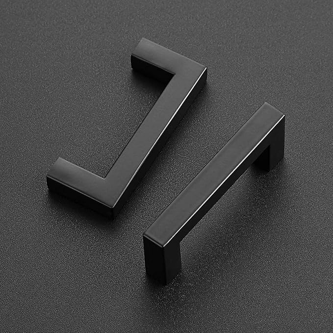 Ravinte 5 Pack Black Cabinet Pulls 3 Inch Square Kitchen Cabinet Handles Matte Black Kitchen Hardware for Drawer Pulls Drawer Handles Come with Screwdriver