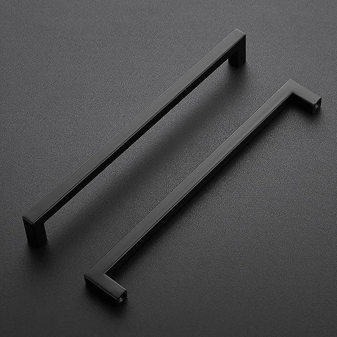 Ravinte 10 Pack Black Cabinet Pulls 10 Inch Square Kitchen Cabinet Handles Matte Black Kitchen Hardware for Drawer Pulls Drawer Handles Come with Screwdriver