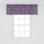 Ambesonne Botanical Window Valance Pack of 2, Green Field Full of Burgeoning Pansy Inflorescence Garden Flourish Bedding Plants, Rod Pocket Curtain Valances for Kitchen Bedroom, 54" X 18", Purple
