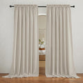 RYB HOME Linen Textured Sheer Curtains 84 inches Long, Privacy Semi-Transparent Sheer Window Curtains for Living Room Bathroom French Door, Angora, W 70 x L 84 inch, 1 Pair