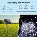 (Cool White ⇋ Multicolor) Solar Christmas String Lights Outdoor, 2-Pack 80FT 200 LED Waterproof Silver Wire, Solar Twinkle Lights with 8 Modes Solar Fairy Light for Tree Garden Wedding Christmas Decor