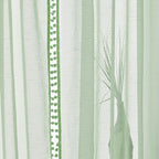 Treatmentex Sage Green Sheer Curtains for Kids-Room 63 inches Slub Textured Pom Pom Window Drapes for Bedroom Sage 52" W x 2 Panels Rod Pocket