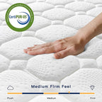 Vesgantti 10 Inch Multilayer Hybrid Twin Mattress - Multiple Sizes & Styles Available, Ergonomic Design with Memory Foam and Pocket Spring, Medium Firm Feel, White