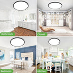 zemty 20 inch LED Flush Mount Ceiling Light, 50W 5000lm Large Light Fixture, 3 Color Temperature in One 3000k 4500k 6000K Round Modern Ceiling Lamp for Bedroom Kitchen Dining Room (Black)