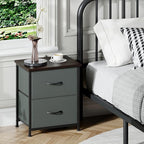 Somdot Nightstand Set of 2, Small Dresser for Bedroom with 2 Drawers, Bedside Table Night Stand End Table with Fabric Bins for Bedroom Kids Closet Dorm Guest Room, Charcoal Grey