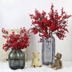 JAKY-Global 20pcs Babys Breath Artificial Flowers Gypsophila Bouquet Bulk Fake Spring Silk Small Flowers Real Touch Faux Floral for Home Bedroom Kitchen Garden Wedding Christmas Party DIY Decor (Red)