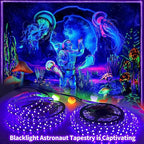 Upgraded 16.4ft/5M LED Black Light Strip Set with Remote, 300 LEDs, 12V Self-Adhesive Dimmable Black Light Fixture, for Dance Parties, SMD2835 LED Lamp Beads, Non-Waterproof