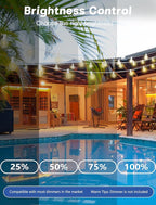 SUNSGNE White String Lights Outdoor, 50FT White Outdoor Lights with 52 G40 Shatterproof LED Bulbs(2 Spare) for Patio Garden Porch Pergola Bistro Outside Decorations, E12 Socket