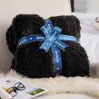 Bedsure GentleSoft Fuzzy Sherpa Faux Fur Twin Blanket Black Cozy Gifts for Women Men, Soft Fleece Plush Warm Minky Thick Blanket Twin Size for Bed, Couch, Dorm Essentials Black Decor Gifts, 60x80