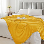 BEDELITE Fleece Blankets Queen Size Yellow Throw Blankets for Bed, Luxury Plush Cozy Fuzzy Blanket 90x90 inches, Super Soft Warm Lightweight Throw Blanket All Seasons Suitable