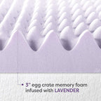 Best Price Mattress 3 Inch Egg Crate Memory Foam Mattress Topper with Soothing Lavender Infusion, CertiPUR-US Certified, Dorm Essentials, Twin XL