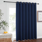 NICETOWN Large Room Separating Divider, Room Divider Curtain Screen Partition, Function Thermal Blackout Noise Reducing Curtain, Sliding Door Insulated Curtain for Patio, Navy, 12.5ft Wide x 9ft Long