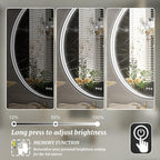 28 Inch Round LED Bathroom Mirror, Black Metal Framed Lighted Mirror for Bathroom, Wall Mouted LED Vanity Mirror with Lights, 3 Colors and Stepless Dimmable, Anti-Fog, Memory