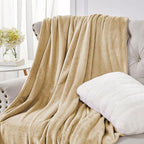 Walensee Fleece Blanket Plush Throw Fuzzy Lightweight (XL-Twin Size 66x90 Tan Camel/Taupe) Super Soft Microfiber Flannel Blankets for Couch, Bed, Sofa Ultra Luxurious Warm and Cozy for All Seasons