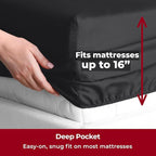 Mellanni Twin XL Sheets Set - 3 PC Iconic Collection Bedding - Hotel Luxury, Extra Soft, Cooling Bed Sheets - Wrinkle, Fade, Stain Resistant (Twin Extra Long, Black)