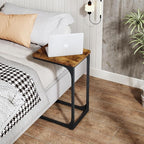 QEEIG C Table Side Table Set of 2 Living Room Sets C Shaped Couch Tray End Tables Farmhouse, Rustic Brown (017-30BN)