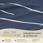 LuxClub 4 PC Cal King Size Sheet Set Bed Sheets, Breathable Luxury Deep Pockets Wrinkle Free Cooling Sheets Machine Washable Hotel Bedding (Cal King, Striped Navy)
