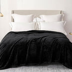 Exclusivo Mezcla Plush Fuzzy Fleece Bed Blanket Twin Size, Super Soft, Fluffy and Warm Blankets, Suitable for All Seasons (Black, 90x66 Inches)
