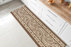 Custom Length Cut to Size Tribal Ethnic Southwestern Inspired Hallway Runner Rug, Non Slip Rubber Backed, 31 inch Wide X Customized Length, Mayan Brown, 31 inch X 32 feet