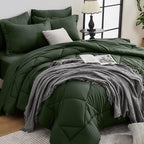 HEVUMYI Army Green King Comforter Set - 7-Piece All Season Bed in a Bag King, Ultra Soft Bedding Set with Comforter, Flat Sheet, Fitted Sheet, Pillowcases, Pillow Shams