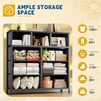 DWVO 9 Drawers Dresser for Bedroom, Fabric Storage Tower for Living Room, Entryway - Sturdy Steel Frame, Wooden Top & Easy Pull Fabric Bins