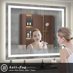 40 x 38 LED Bathroom Mirror for Vanity, Rectangle Lighted Vanity Mirrors with Lights, Dimmable, Anti-Fog, Shatter-Proof, ETL Listed (Front Lighted + Backlit)