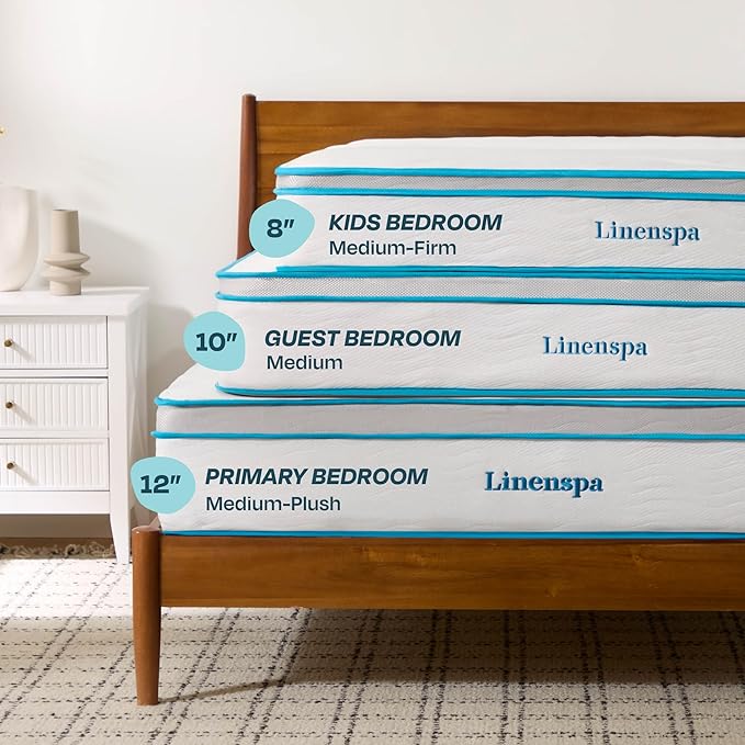 Linenspa 10 Inch Memory Foam and Spring Hybrid Mattress - Medium Feel - Bed in a Box - Quality Comfort and Adaptive Support - Breathable - Cooling - Perfect for a Guest Bedroom - Full Size