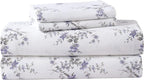 Laura Ashley - Flannel Sheets King Size, Anti-Pilling & Wrinkle Resistant Cotton, Touchably Soft for All-Season Comfort - Bed Sheets with Matching Pillowcases & Fitted Sheet (Jessika Lavender)