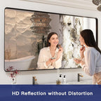 ISKM Bathroom Mirror for Wall 55" x 30" Matte Black Bathroom Vanity Mirror Farmhouse, Anti-Rust, Tempered Glass, Hangs Horizontally or Vertically