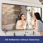 ISKM Large Black Framed Mirror for Bathroom 72" x 32" Wall Mounted Mirror Black Metal Framed Bathroom Mirror for Wall Round Corner (Horizontal/Vertical)