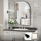 24X32 Inch LED Mirror for Bathroom with Lights,Black Frame Lighted Irregular Wall Mirror,Asymmetrical Vanity Mirror,Anti-Fog,Dimmable