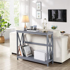 Yaheetech Console Table for Entryway, 2 Tier Narrow Sofa Table Bookshelf Accent Tables w/Storage Shelf, Living Room Entry Hall Foyer Tables Furniture, Grey